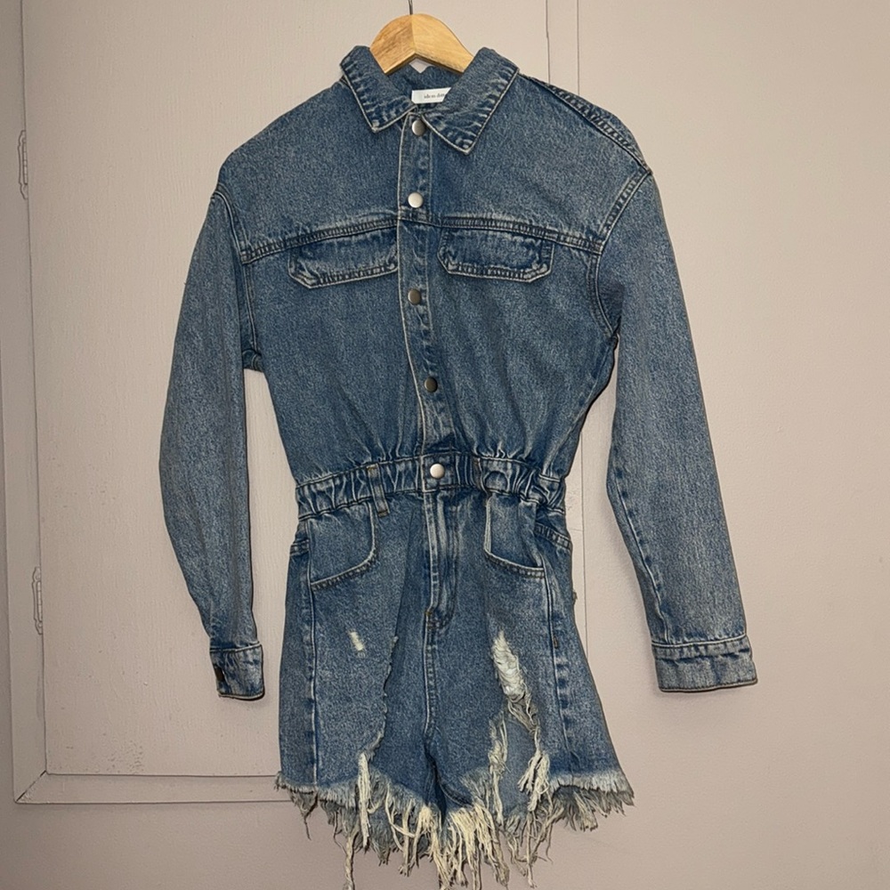 Long sleeve denim romper